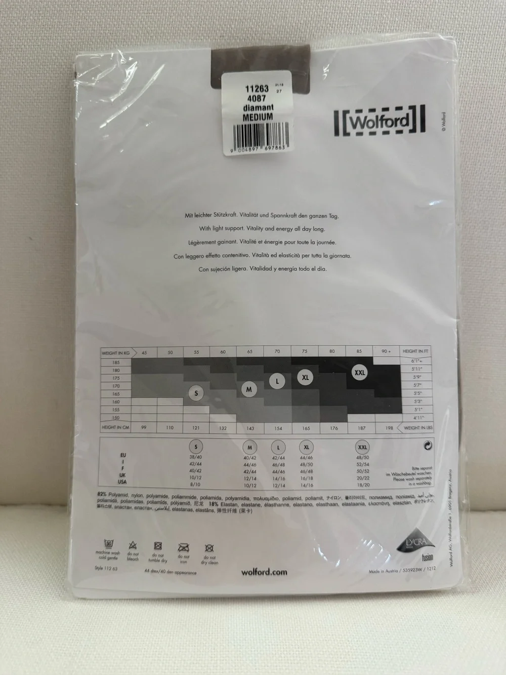 New! WOLFORD DIAMANT MISS W 40 LIGHT SUPPORT TIGHTS Size MEDIUM